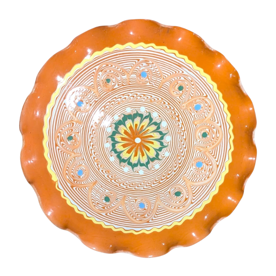 Casa De Folklore Large Ripple Plate Yellow Swirl - Radical Living