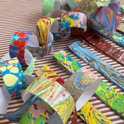 Flora Scott Designs Hand-Marbled Paper Chain Christmas Garland - Radical Living 