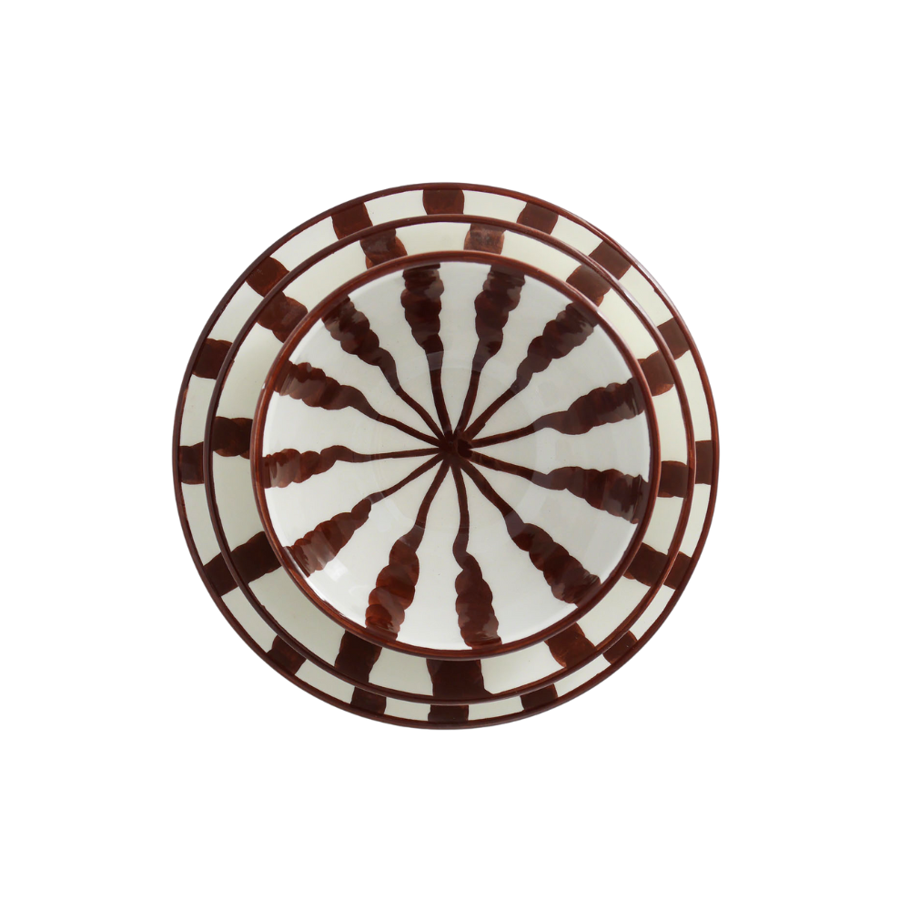 Woven Rosa  Hand-painted Wave Breakfast Bowl, Espresso