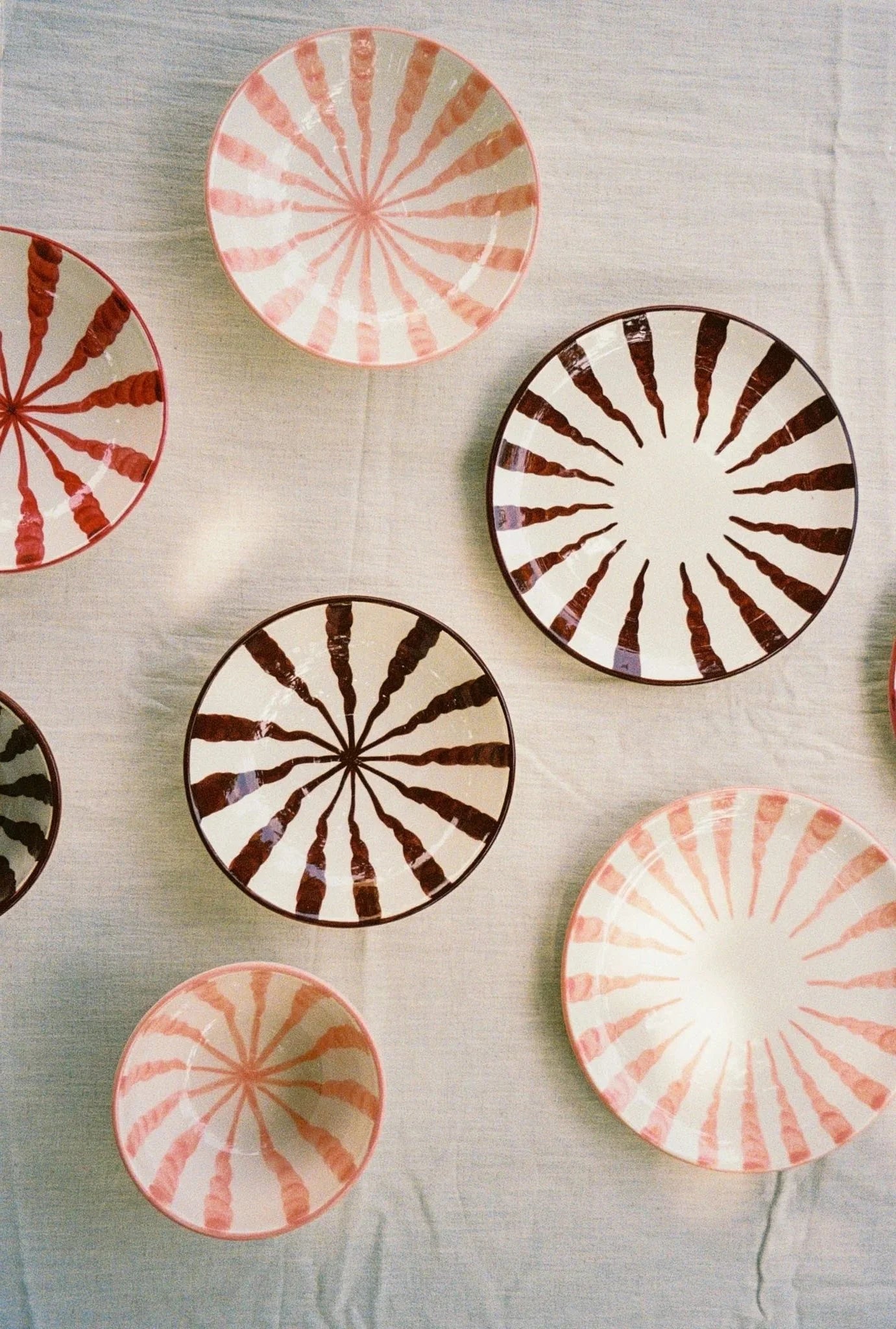 Woven Rosa  Hand-painted Wave Pasta Bowl, Blush