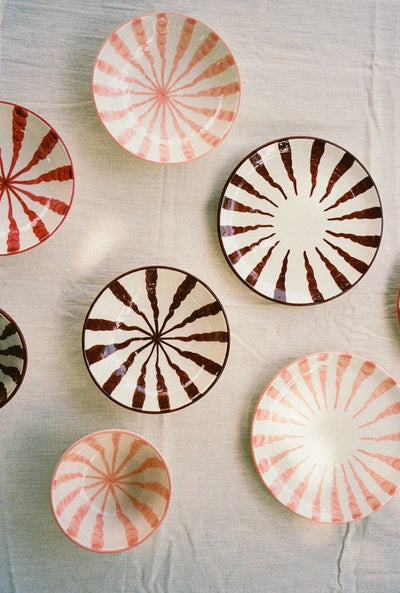 Woven Rosa  Hand-painted Wave Pasta Bowl, Blush