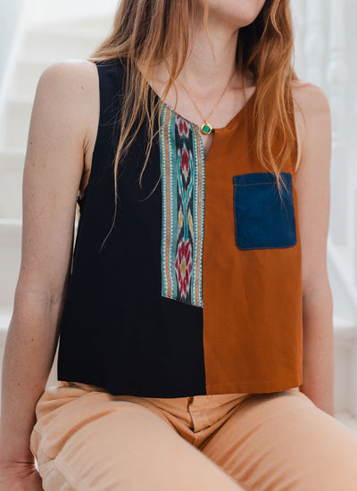 Maja Roberts Collage Vest Ink & Rust