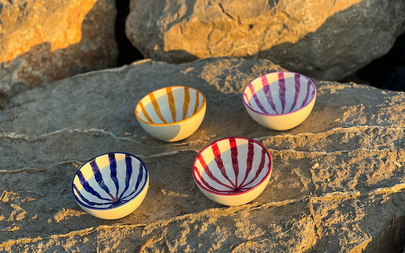 Woven Rosa Hand painted Wave Breakfast Bowl Grenadine - Radical Living