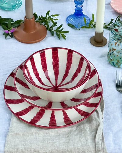 Woven Rosa Hand painted Wave Breakfast Bowl Grenadine - Radical Living