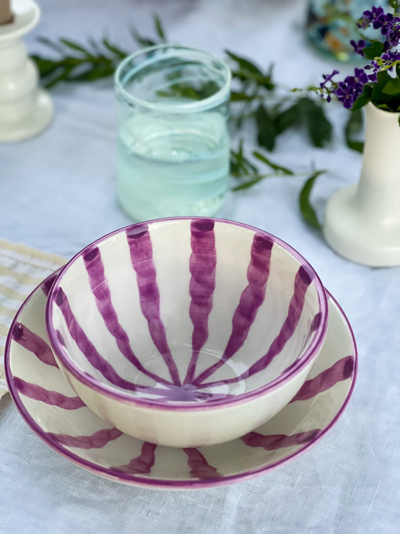 Woven Rosa Hand painted Wave Breakfast Bowl Sorbet - Radical Living