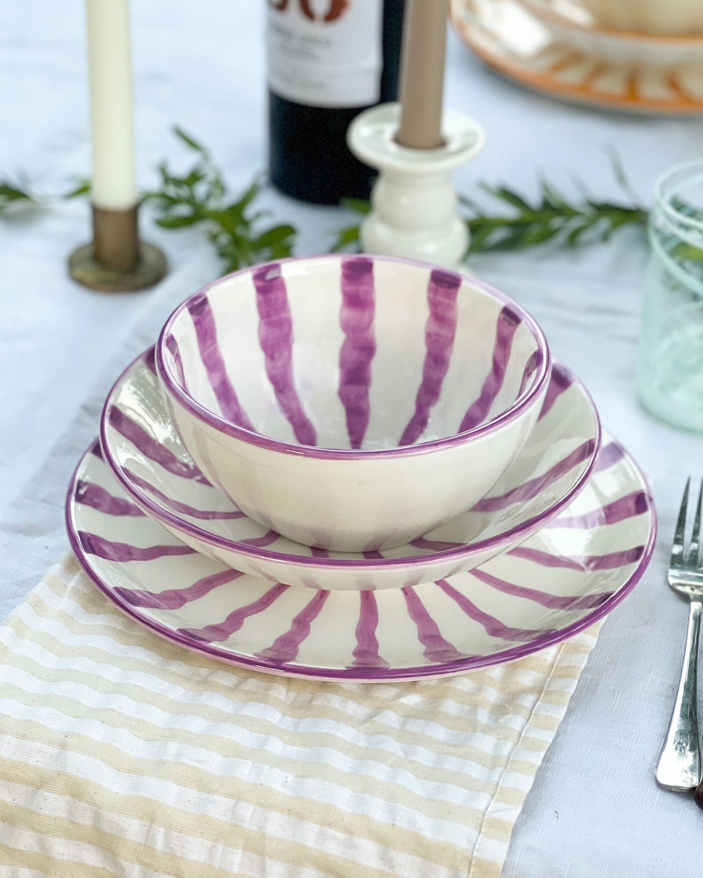 Woven Rosa Hand painted Wave Breakfast Bowl Sorbet - Radical Living