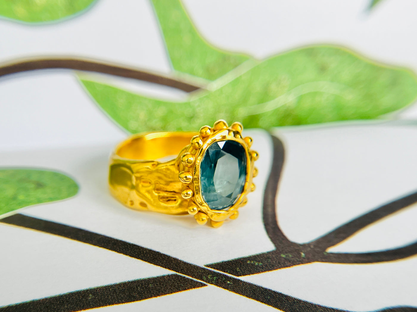 Sharlala Jewellery Sea Sapphire Anemone Ring Gold Vermeil