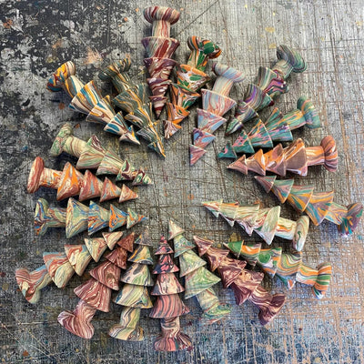 Jemma Lewis Marbling Acorns 'Lucky Dip' Hand Marbled Wooden Trees - Radical Living