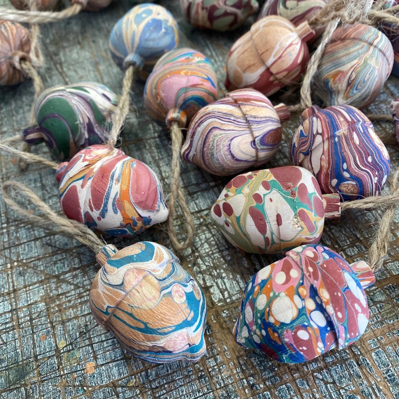 Jemma Lewis Marbling Acorns 'Lucky Dip' Hand Marbled Wooden Acorns - Radical Living