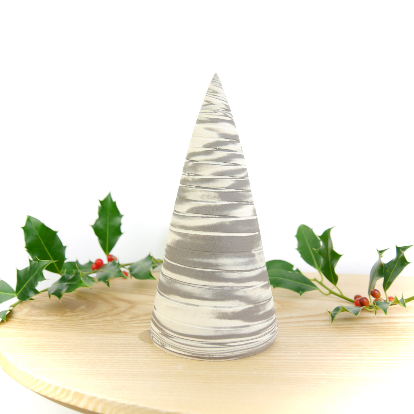 Throw To Fire Handmade Marble Ceramic Christmas Tree Unglazed