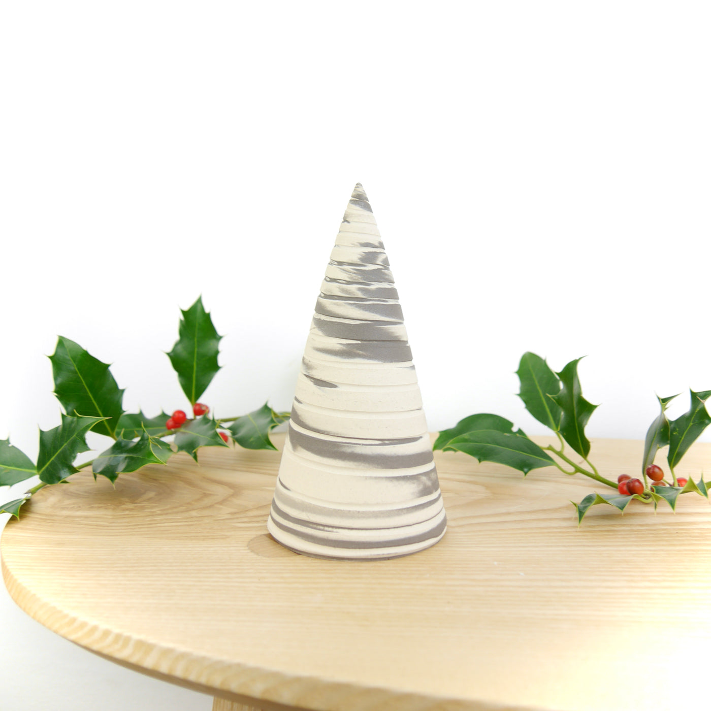 Throw To Fire Handmade Marble Ceramic Christmas Tree Unglazed