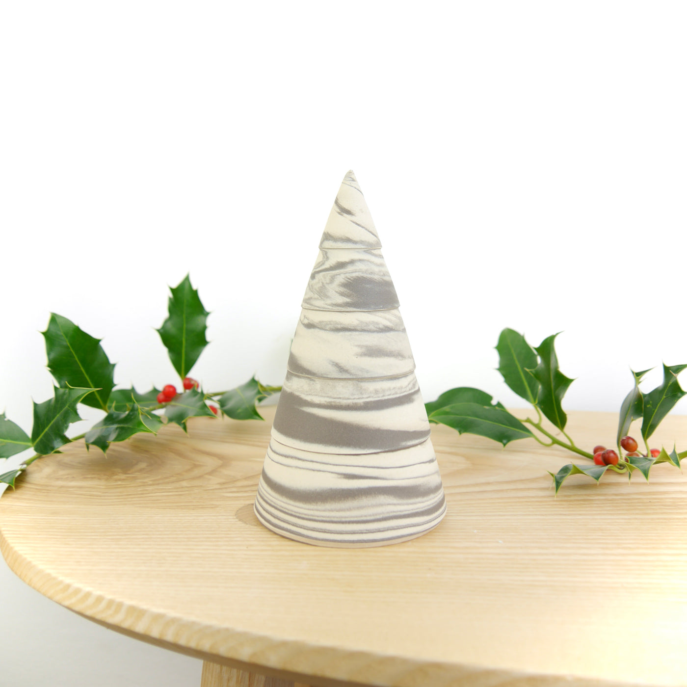 Throw To Fire Handmade Marble Ceramic Christmas Tree Unglazed