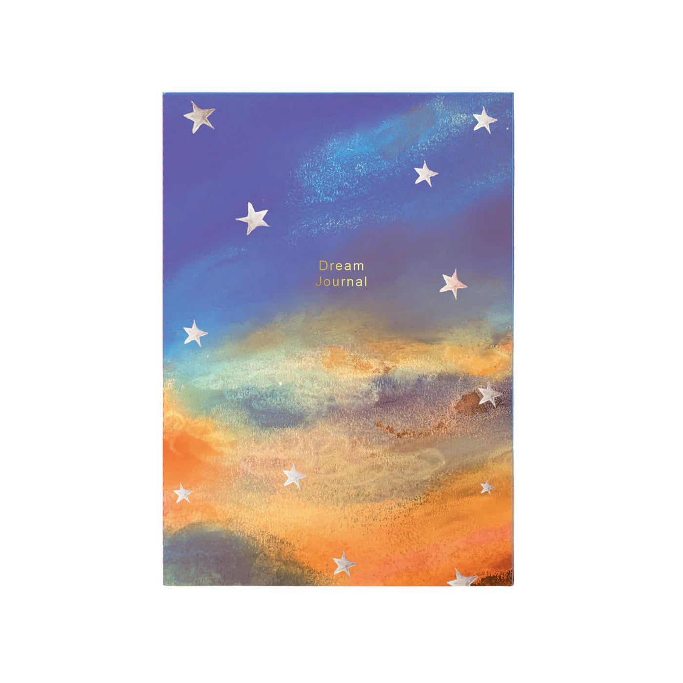 Dream journal with a colorful sky design and star illustrations on a white background