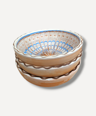 Casa De Folklore Almond Blue Serving Bowl - Radical Living 