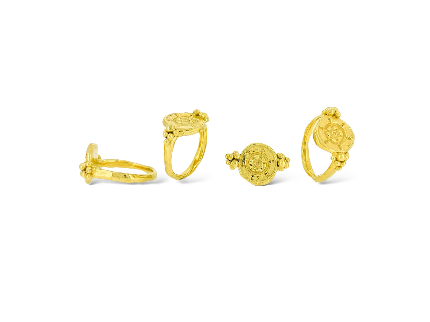 Sharlala Jewellery Granulated Wheel Rings Gold Vermeil