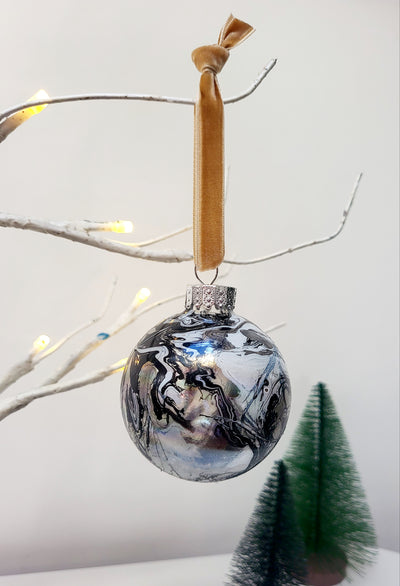 Rosie Grace Studio Christmas Baubles Black, White & Silver - Radical Living