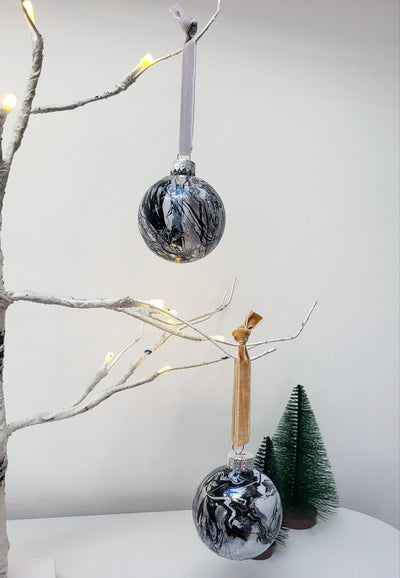 Rosie Grace Studio Christmas Baubles Black, White & Silver - Radical Living