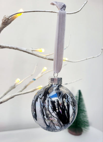 Rosie Grace Studio Christmas Baubles Black, White & Silver - Radical Living