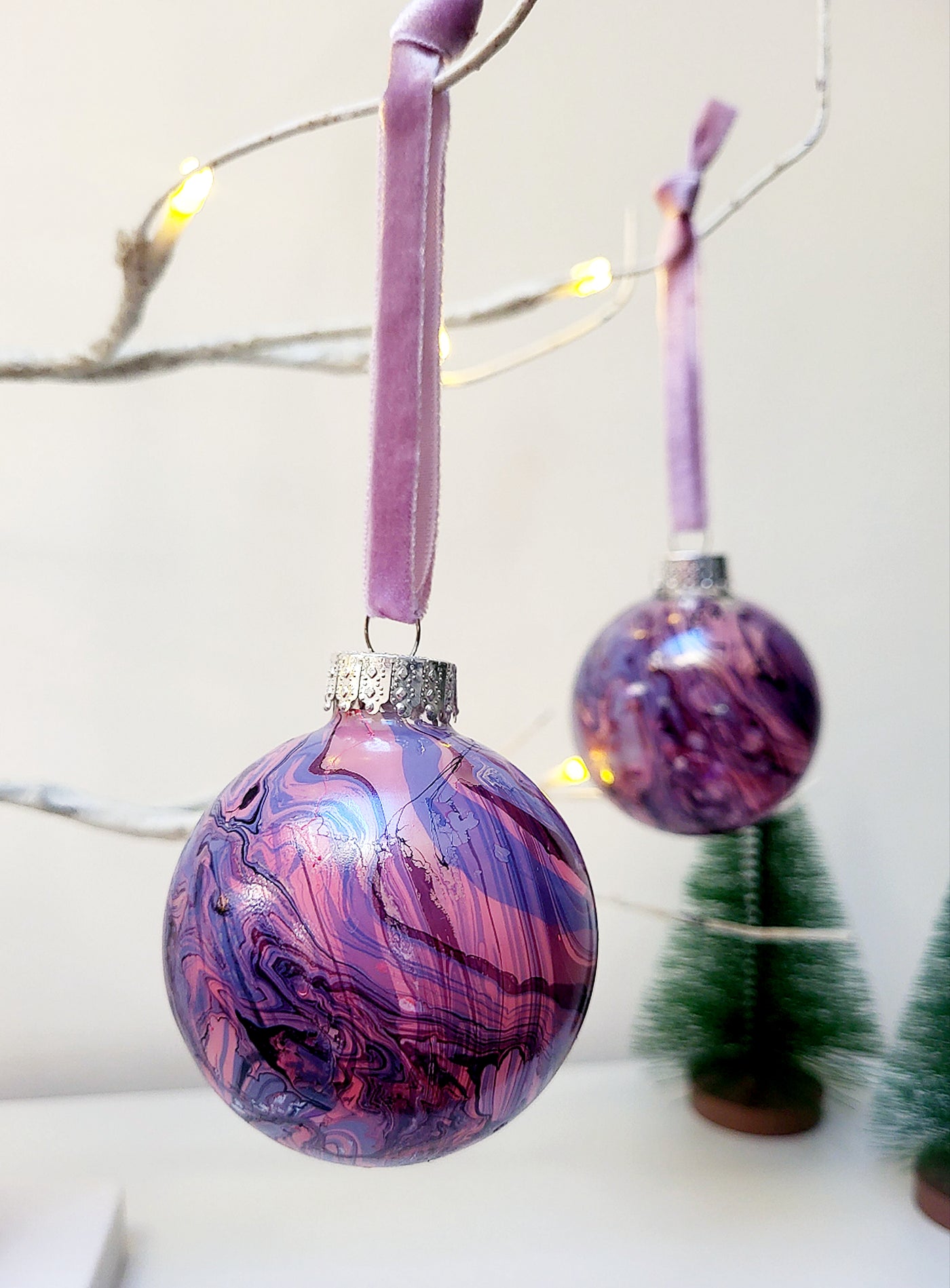 Rosie Grace Studio Christmas Baubles Pink & Purple - Radical Living