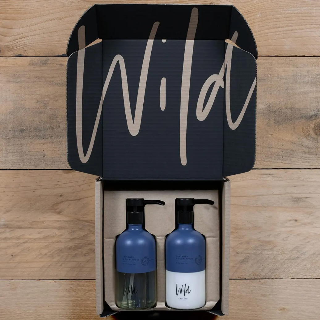 Wild England Cleansing Gel & Body Lotion Gift Pack - Lavender & Eucalyptus