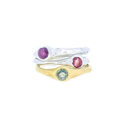 Sharlala Jewellery Slim Band Pink Ruby Ring Sterling Silver - Radical Giving