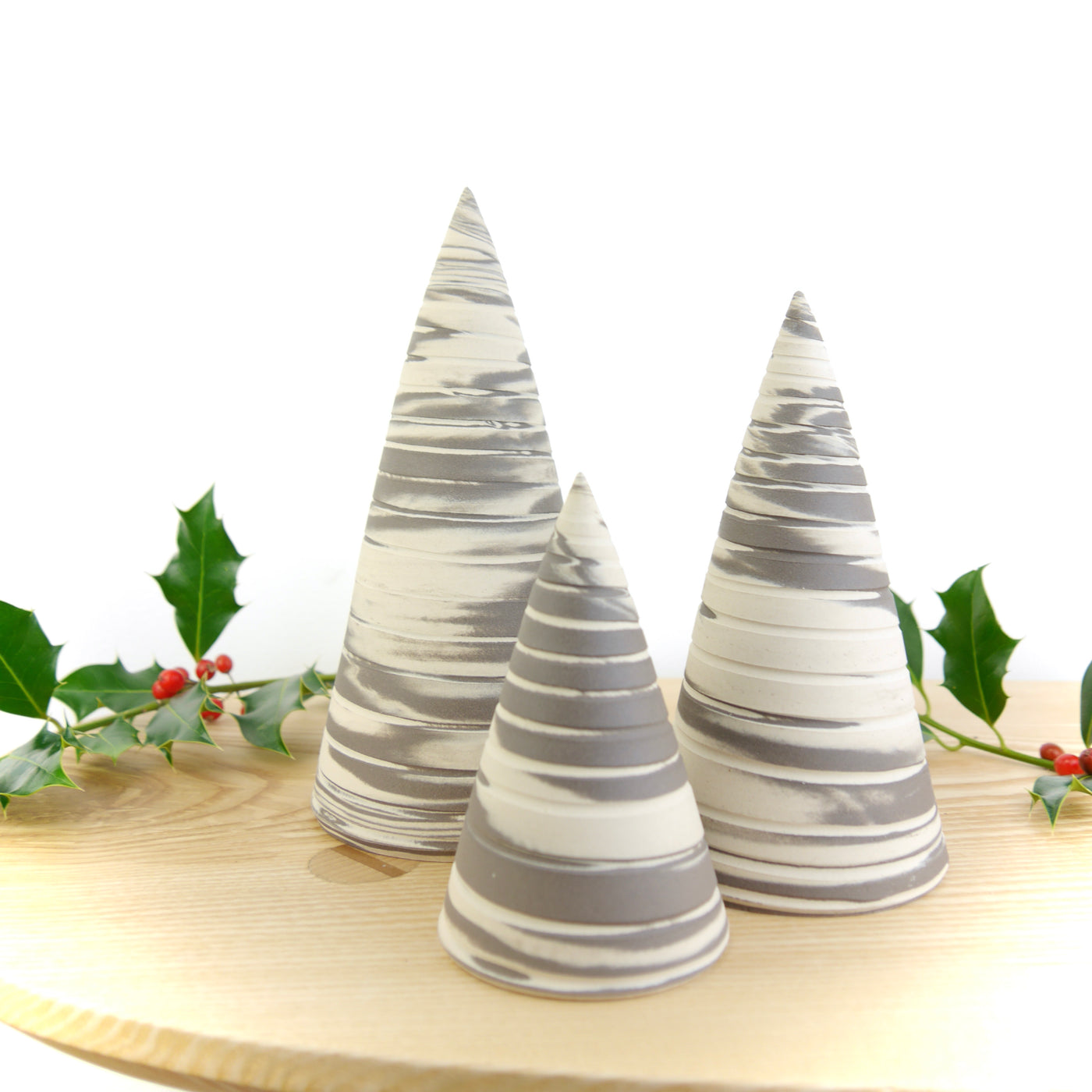 Throw To Fire Handmade Marble Ceramic Christmas Tree Unglazed