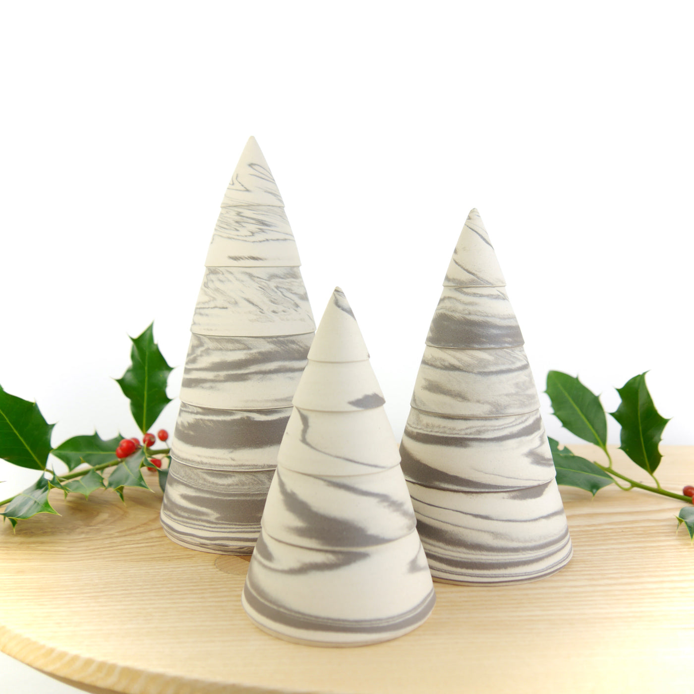 Throw To Fire Handmade Marble Ceramic Christmas Tree Unglazed