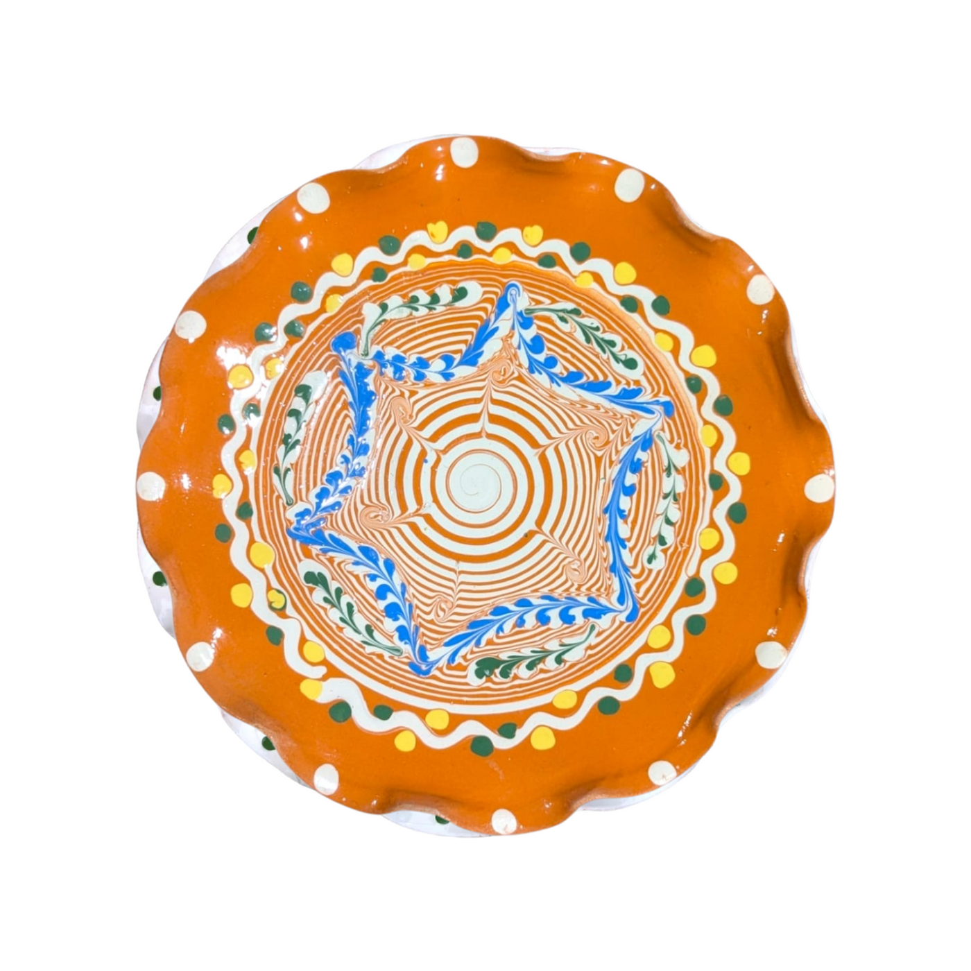 Casa De Folklore Ripple Serving Dish Blue Star - Radical Living 