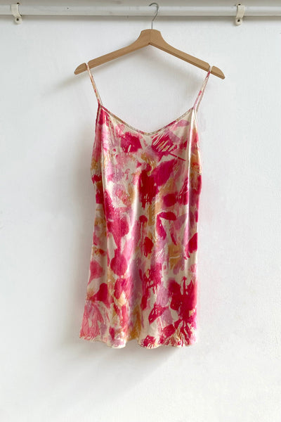 Again & Again Floral Screen Printed Colourful Silk Mini Dress