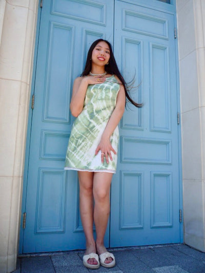 Again & Again Green Tie Dye Mini Dress - Radical Living