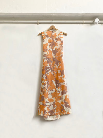 Orange & Beige Floral Silhouette Wrap Around Dress - Radical Living