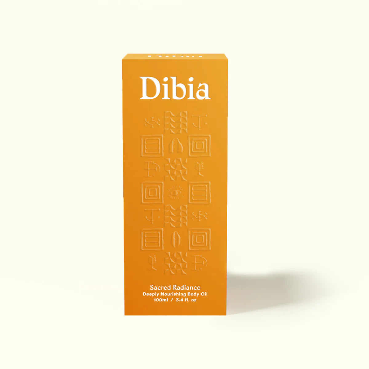 Orange Dibia body oil box on a white background