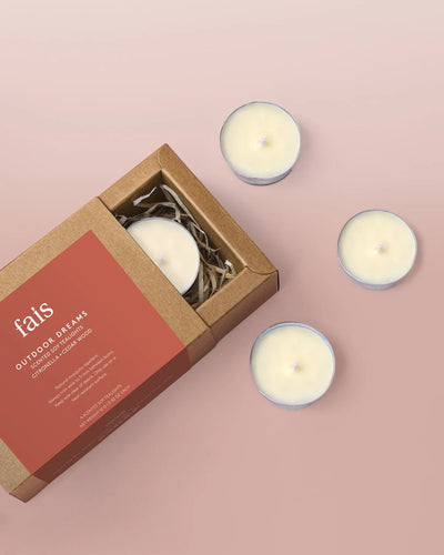 Fais Botanicals Outdoor Mosquito Repellent Tealights Citronella + Cedar Wood