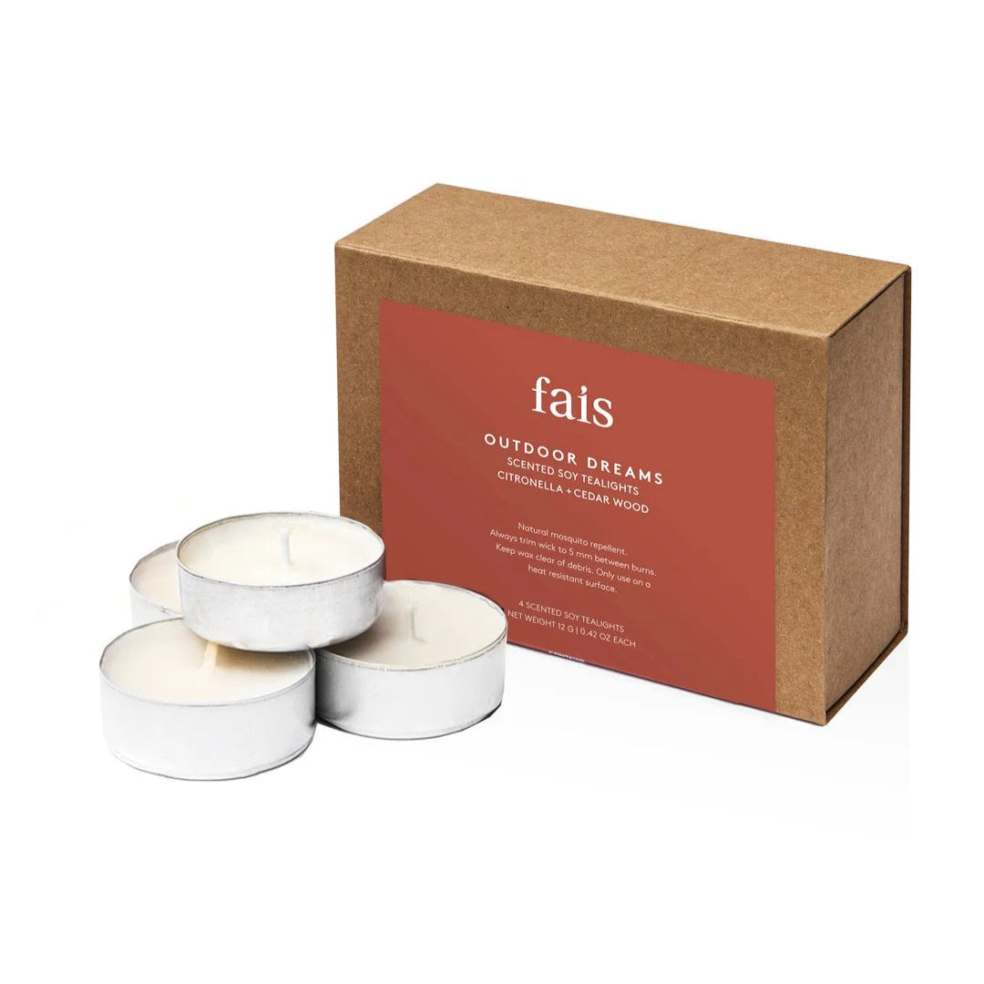 Fais Botanicals Outdoor Mosquito Repellent Tealights Citronella + Cedar Wood