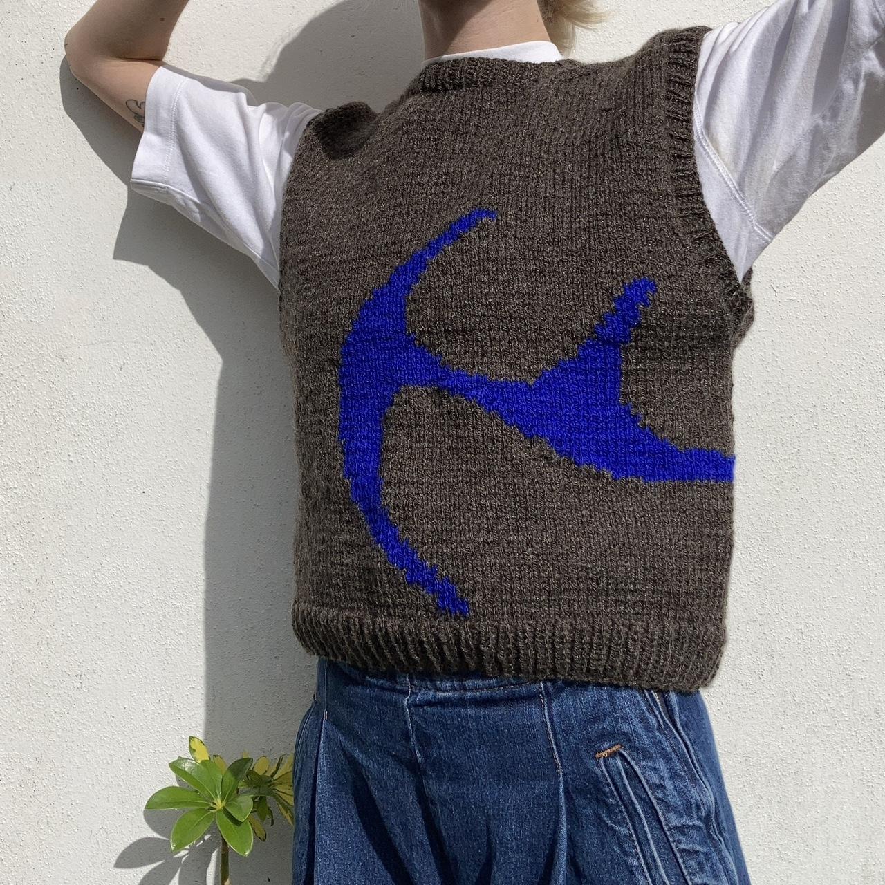 Fontana Hand knitted Blue and Brown Sweater Vest - Radical Living