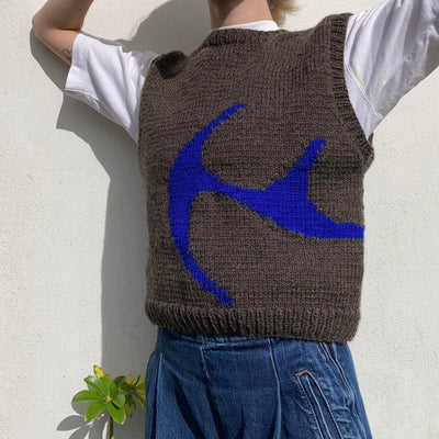 Fontana Hand knitted Blue and Brown Sweater Vest - Radical Living