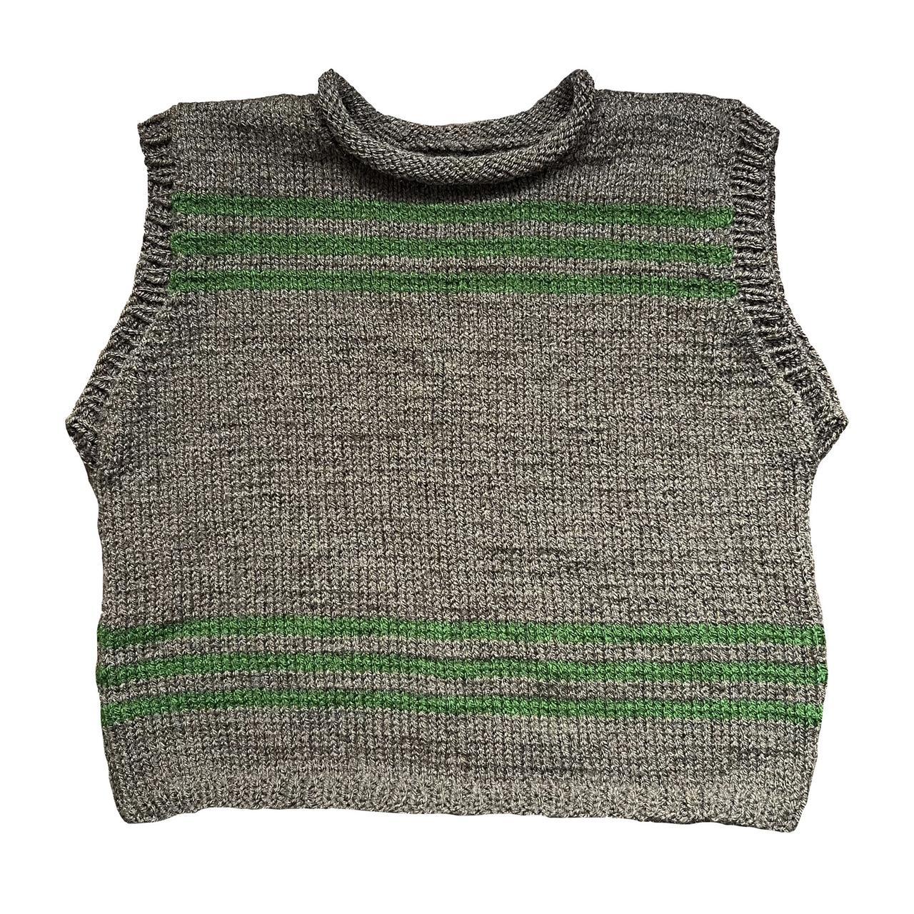 Fontana Hand knitted Green Stripe Sweater Vest - Radical Living 
