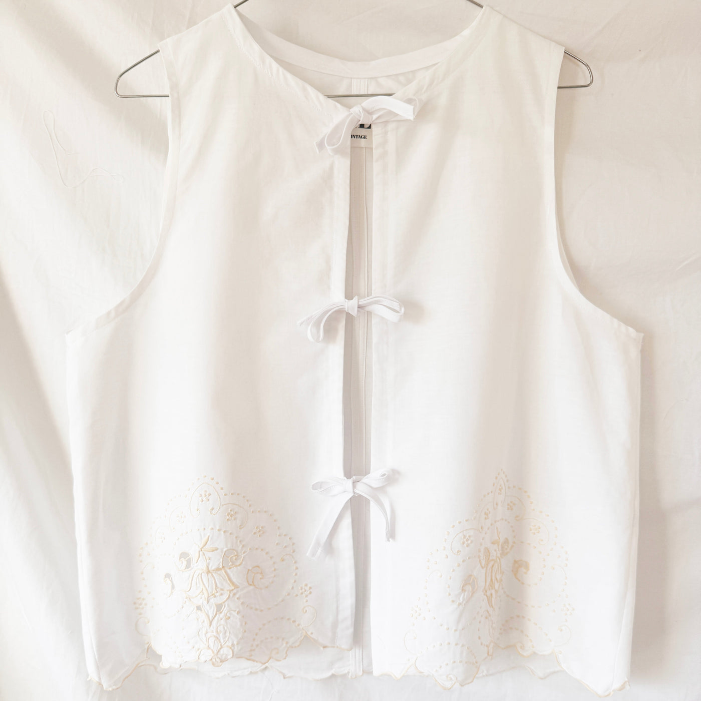 Frea Vintage Reworked Yellow Embroidered White Top - Radical Living