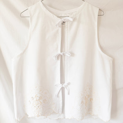 Frea Vintage Reworked Yellow Embroidered White Top - Radical Living