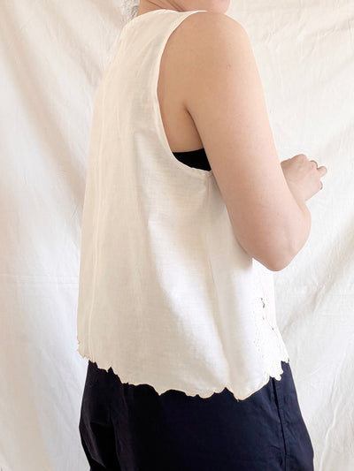 Frea Vintage Reworked Yellow Embroidered White Top - Radical Living