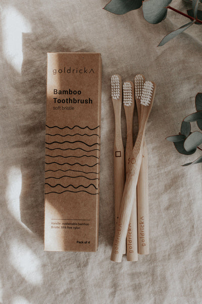 Goldrick Bamboo Toothbrush Adult 4 Pack - Radical Living