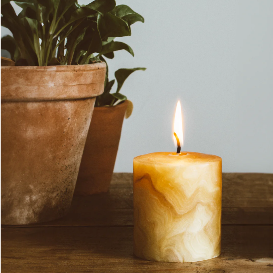 Goldrick marbled beeswax candle - radical living