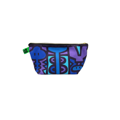 Colorful pouch with abstract design on a white background