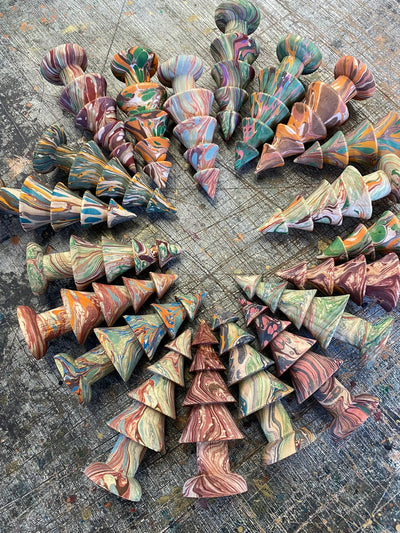 Jemma Lewis Marbling trees 'Lucky Dip' Hand Marbled Wooden Trees - Radical Living