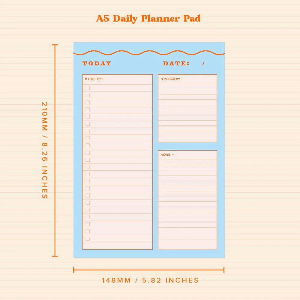Lately Studio A5 Blue Wiggle Daily Desk Pad - Radical Living
