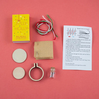 Marvling Bros LTD Make Your Own Christmas Bauble Jolly Holly Cross Stitch Kit