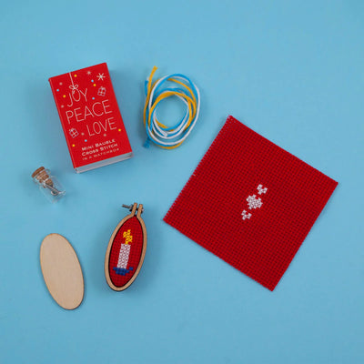 Marvling Bros LTD Make Your Own Christmas Bauble Joy, Peace, Love Cross Stitch Kit
