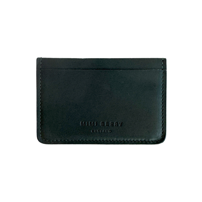 Black leather cardholder with 'MIU MIU' branding on a white background