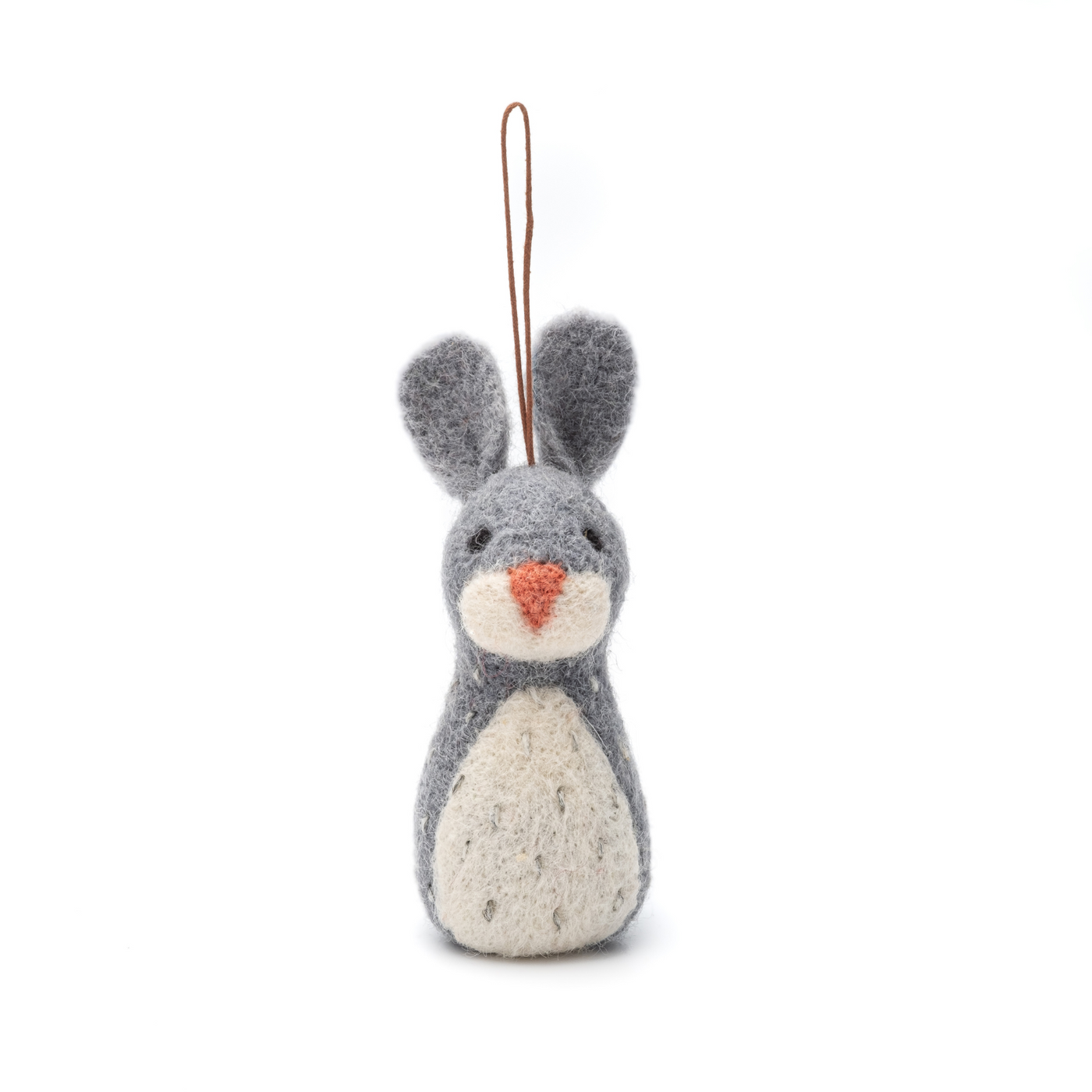 Handmade Felted Grey Rabbit Christmas Decoration - Radical Living