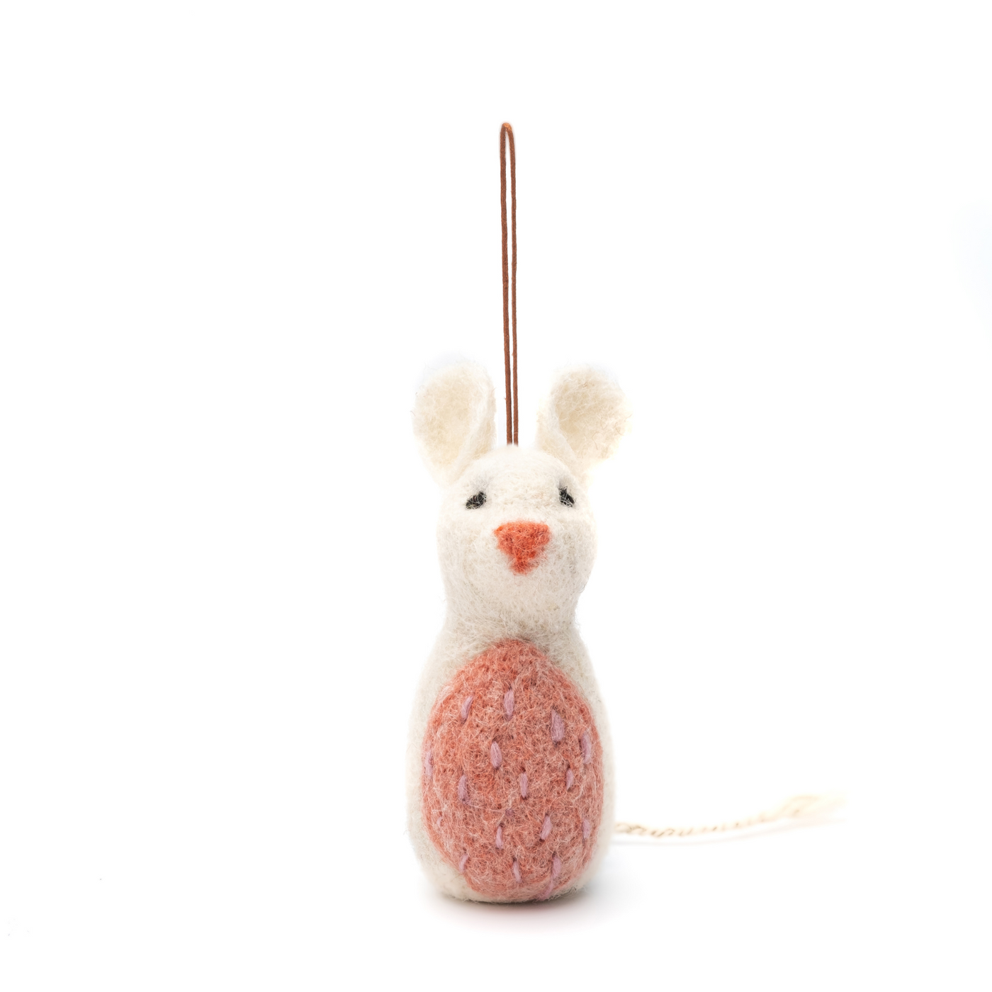 Handmade Felted White Mouse Christmas Decoration - Radical Living